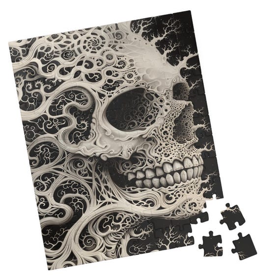 Fantasy Skull Sketch Jigsaw Puzzle Gift For Holidays Birthdays Get Well And Nursing Homes Fun Tech Free Activity