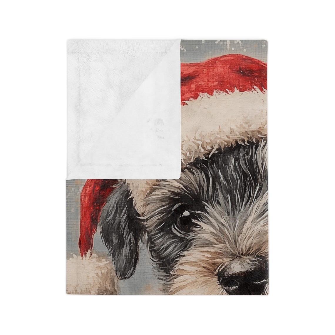 Cute Schnauzer Puppy in a Santa Hat and Red Scarf Christmas Poster - Image 3