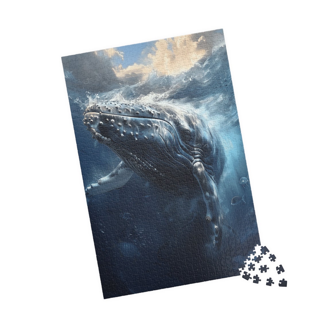 Humpback Whale Swimming Beneath a Breaking Ocean Wave Art Print - Image 4