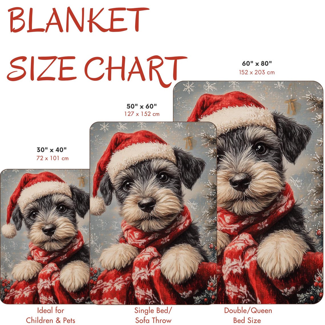 Cute Schnauzer Puppy in a Santa Hat and Red Scarf Christmas Poster - Image 4