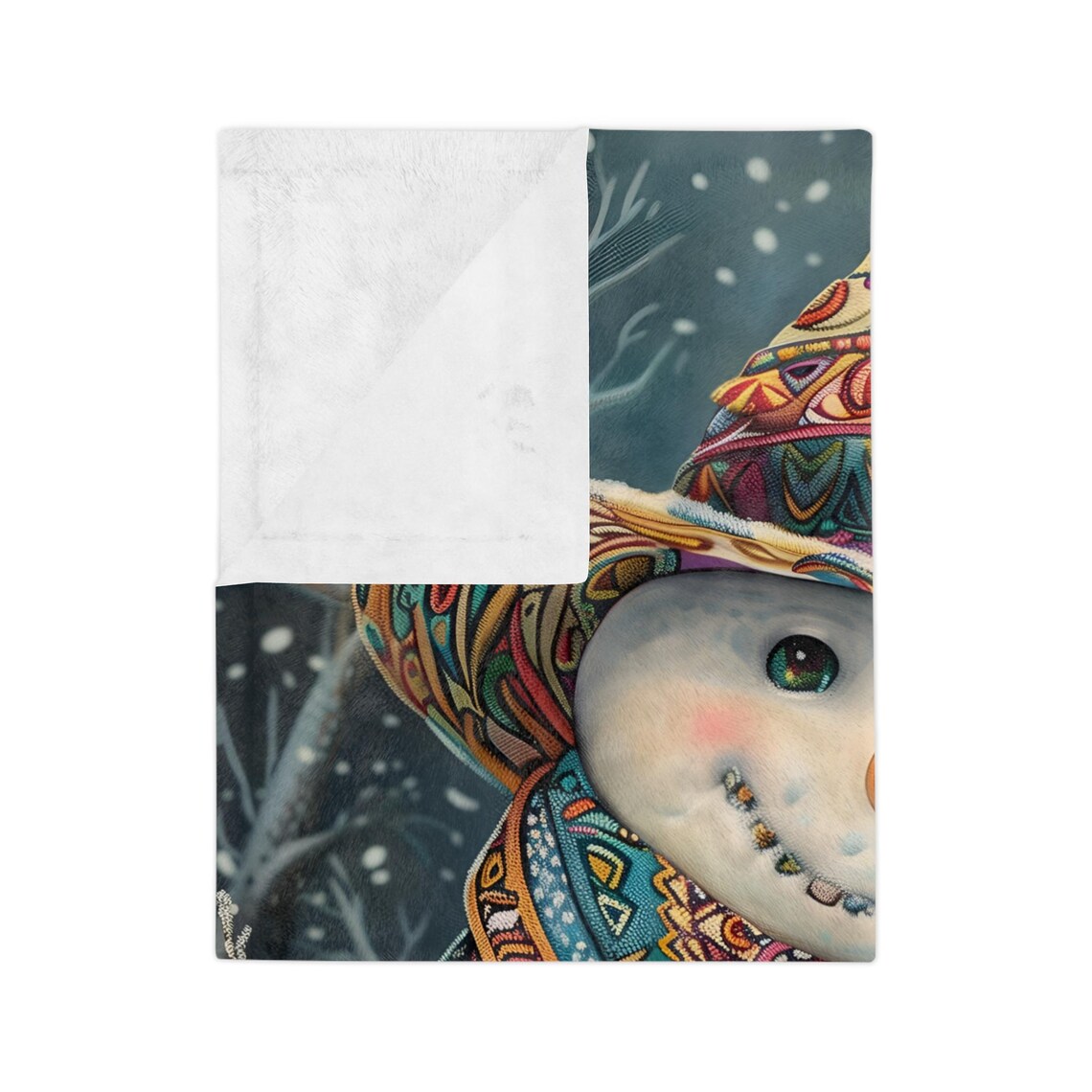 Colorful Patterned Snowman Bohemian Christmas Holiday Art Poster - Image 3