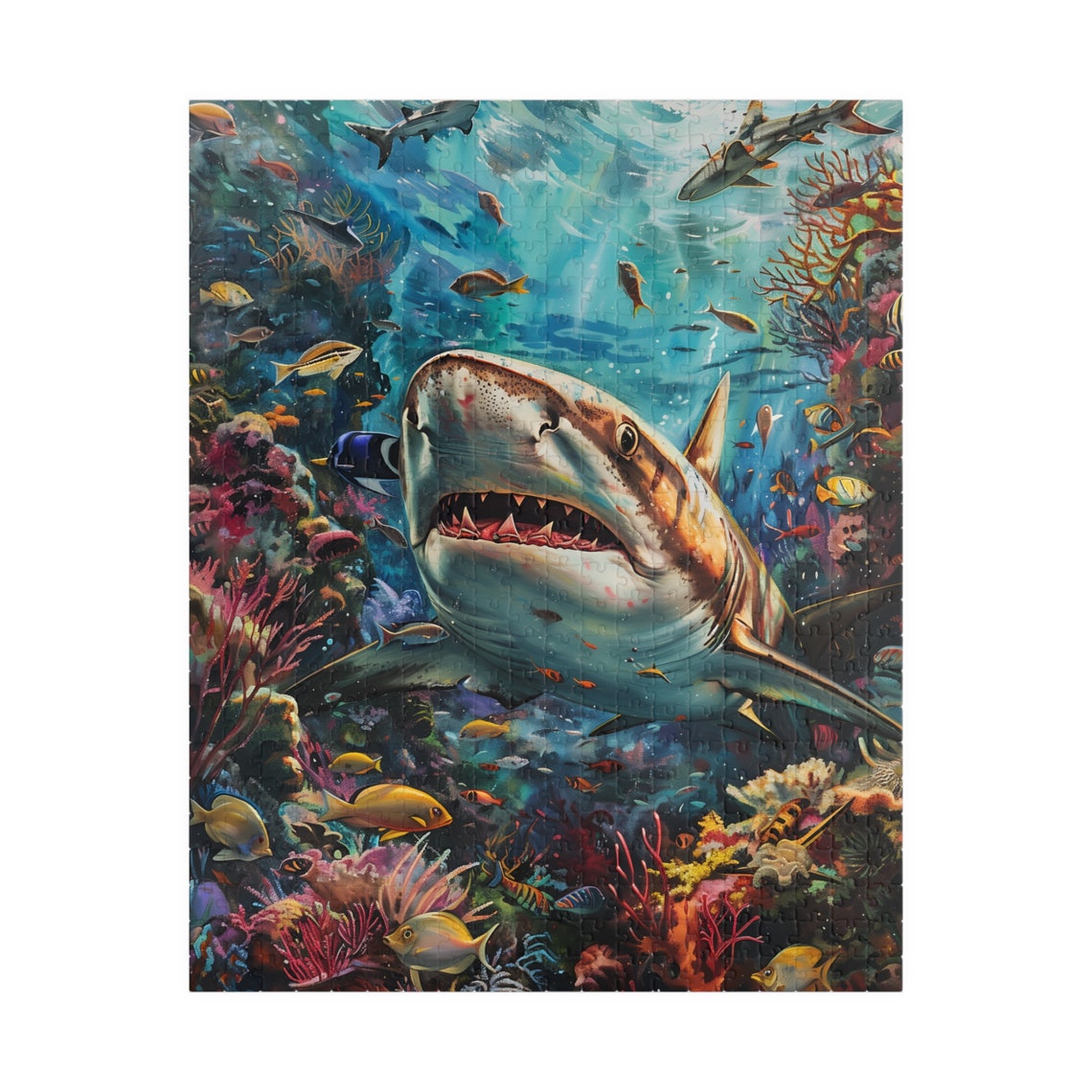 Great White Shark Coral Reef Underwater Scene Jigsaw Puzzle Print - Image 5