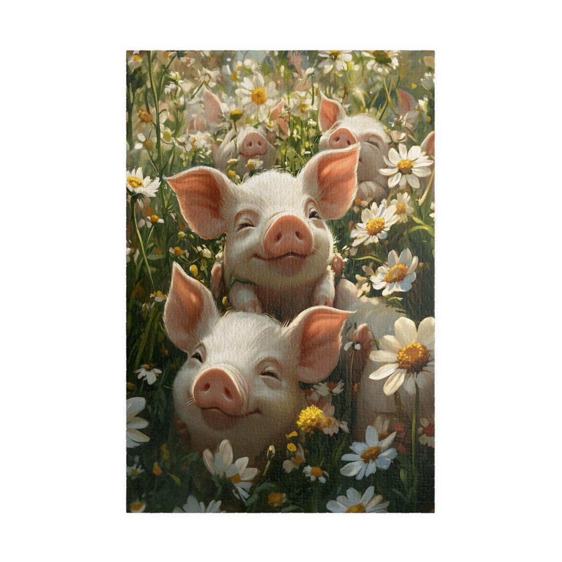 Joyful Piglets Laughing Among Daisies in a Sunny Meadow Poster - Image 3