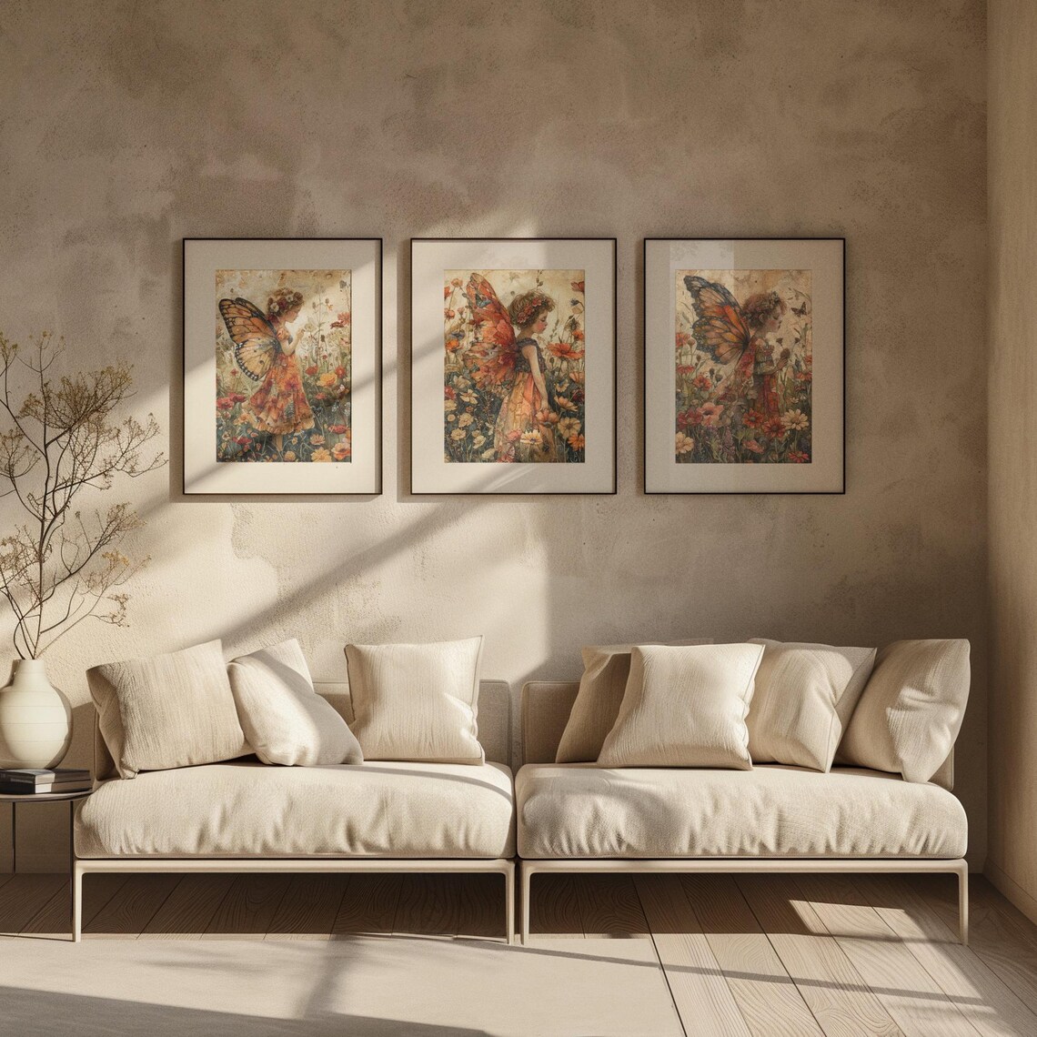 Fairy Girl with Red Butterfly Wings Among Orange Poppies Poster - Image 2
