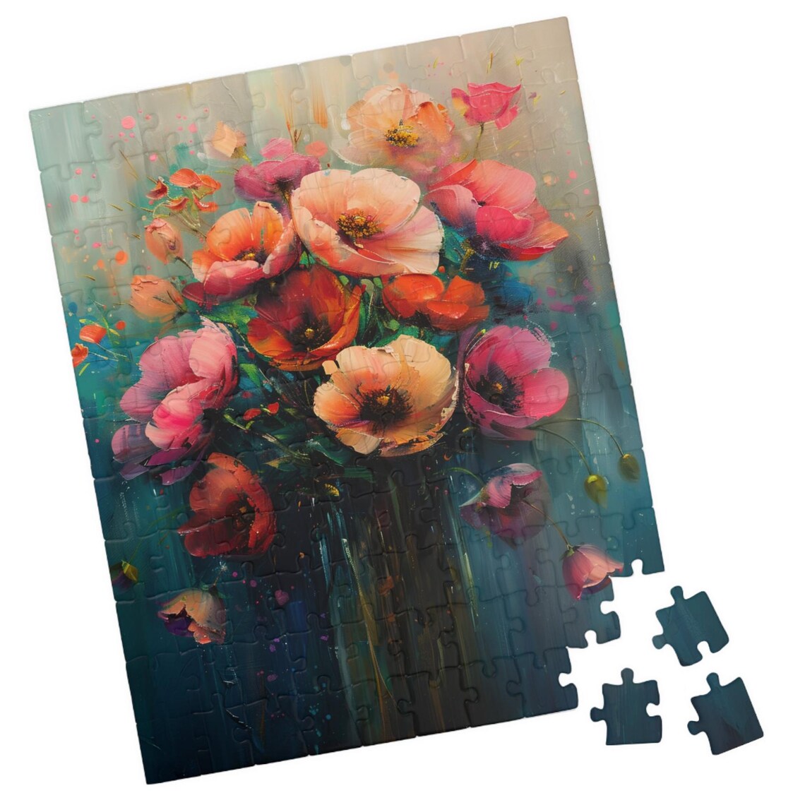 Soft Pink Poppy Bouquet Oil Painting Floral Still Life Poster