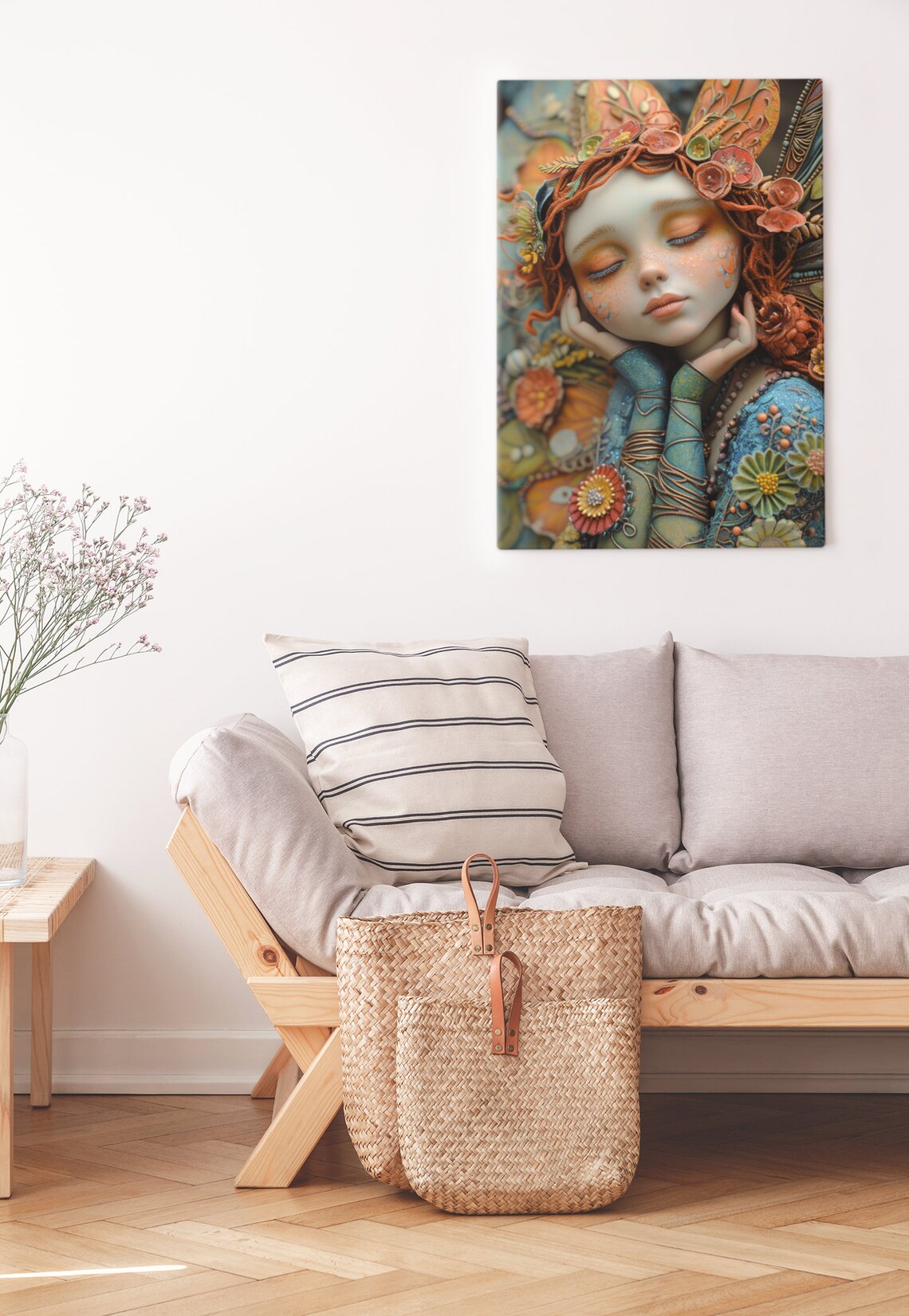 Sleeping Fairy Girl Copper Floral Headdress Fantasy Portrait Poster - Image 3