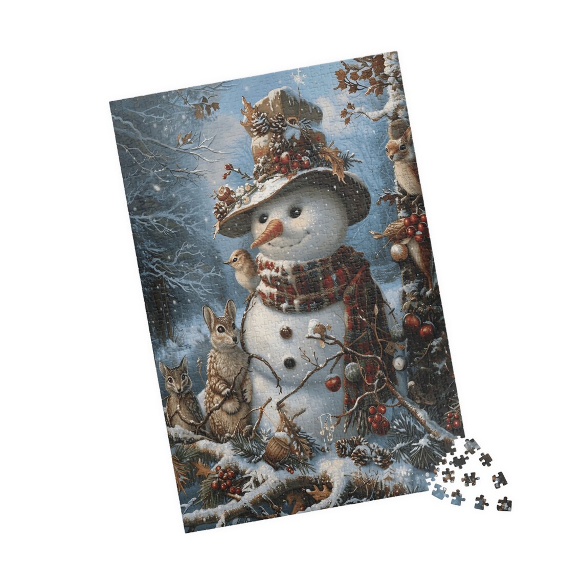 Snowman Woodland Animals Winter Forest Friends Holiday Poster - Image 4