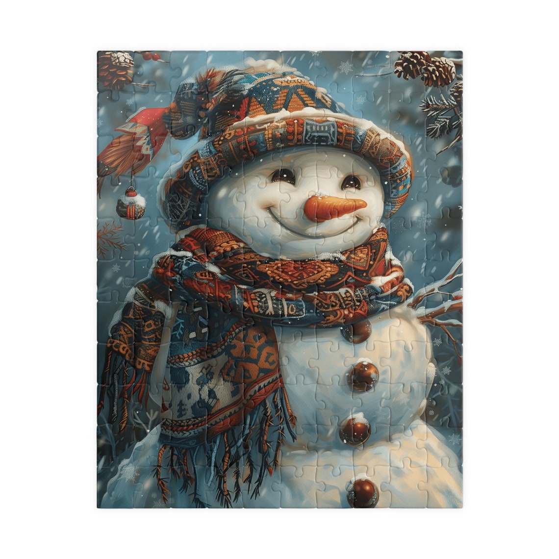 Smiling Snowman Winter Snowfall Holiday Christmas Art Poster - Image 5