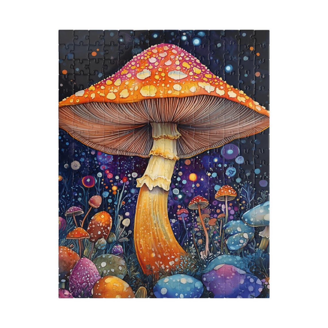 Glowing Red Capped Mushroom in a Magical Night Forest Poster - Image 6