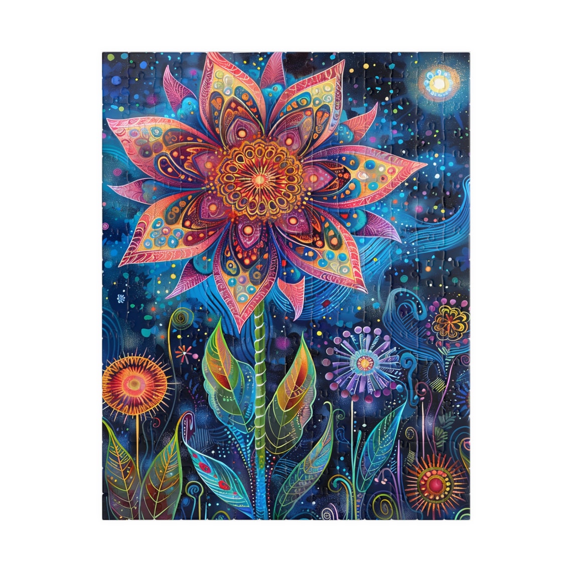 Mystic Midnight Flower II Pink Mandala Bloom Moonlit Sky Poster - Image 5