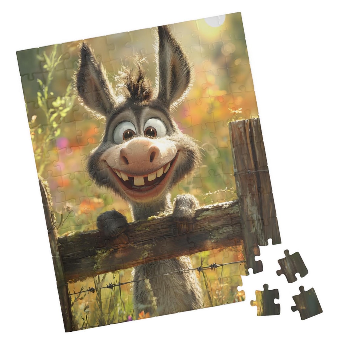 Happy Donkey In A Field, Fun Farm Animal Puzzle