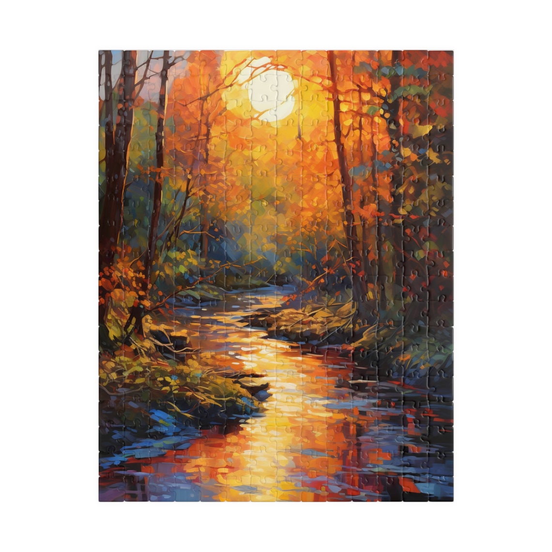 Golden Autumn Forest Stream At Sunset Impressionist Art Poster - Image 5