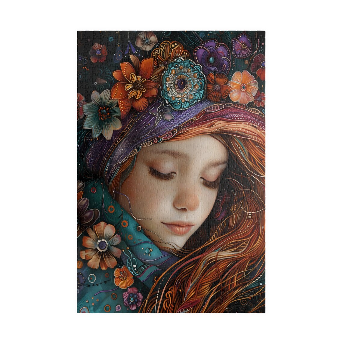 Girl with Flower Crown Whimsical Floral Portrait Dreamy Lady Poster - Image 3