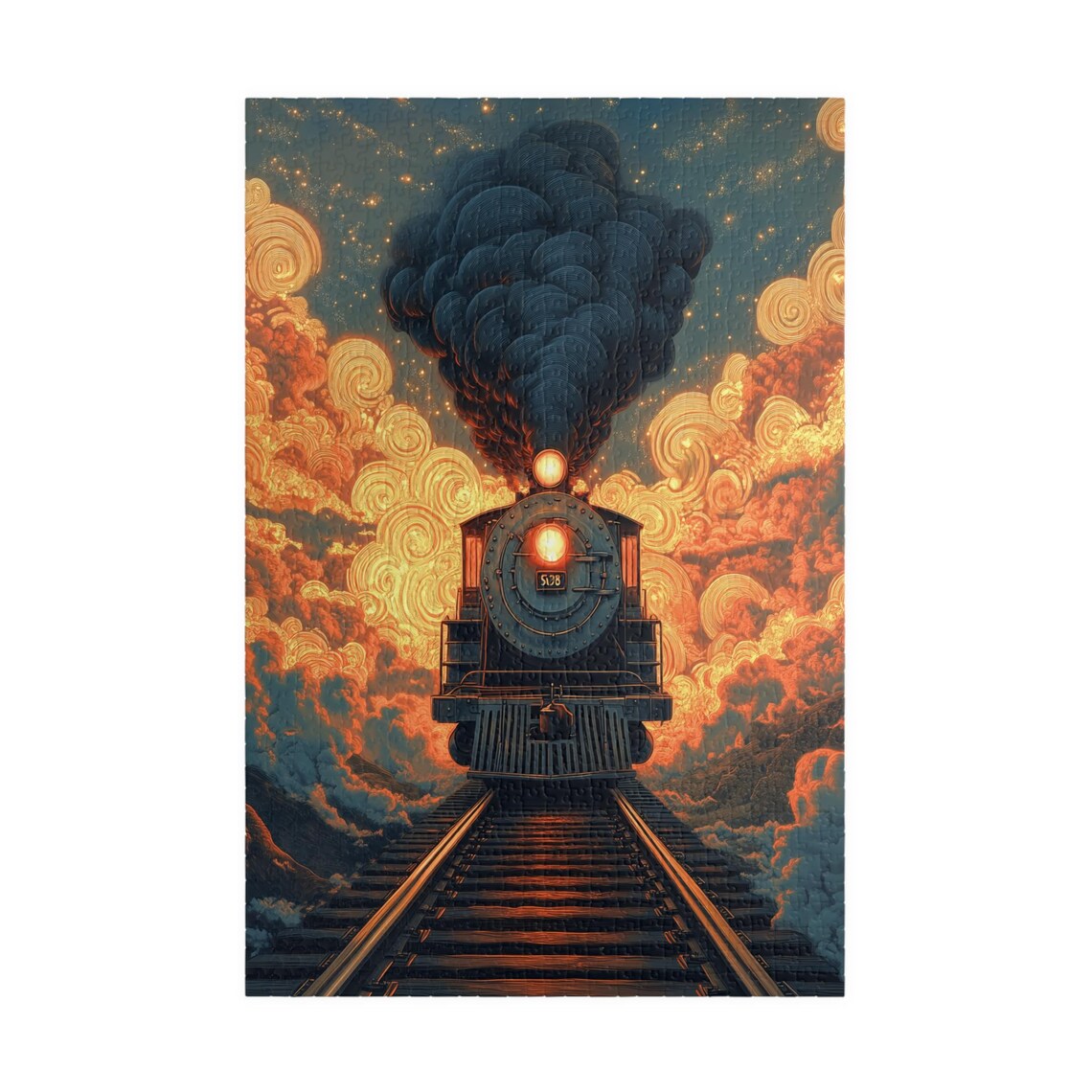 Steam Locomotive 5038 Charging Through A Golden Sunrise Poster - Image 3