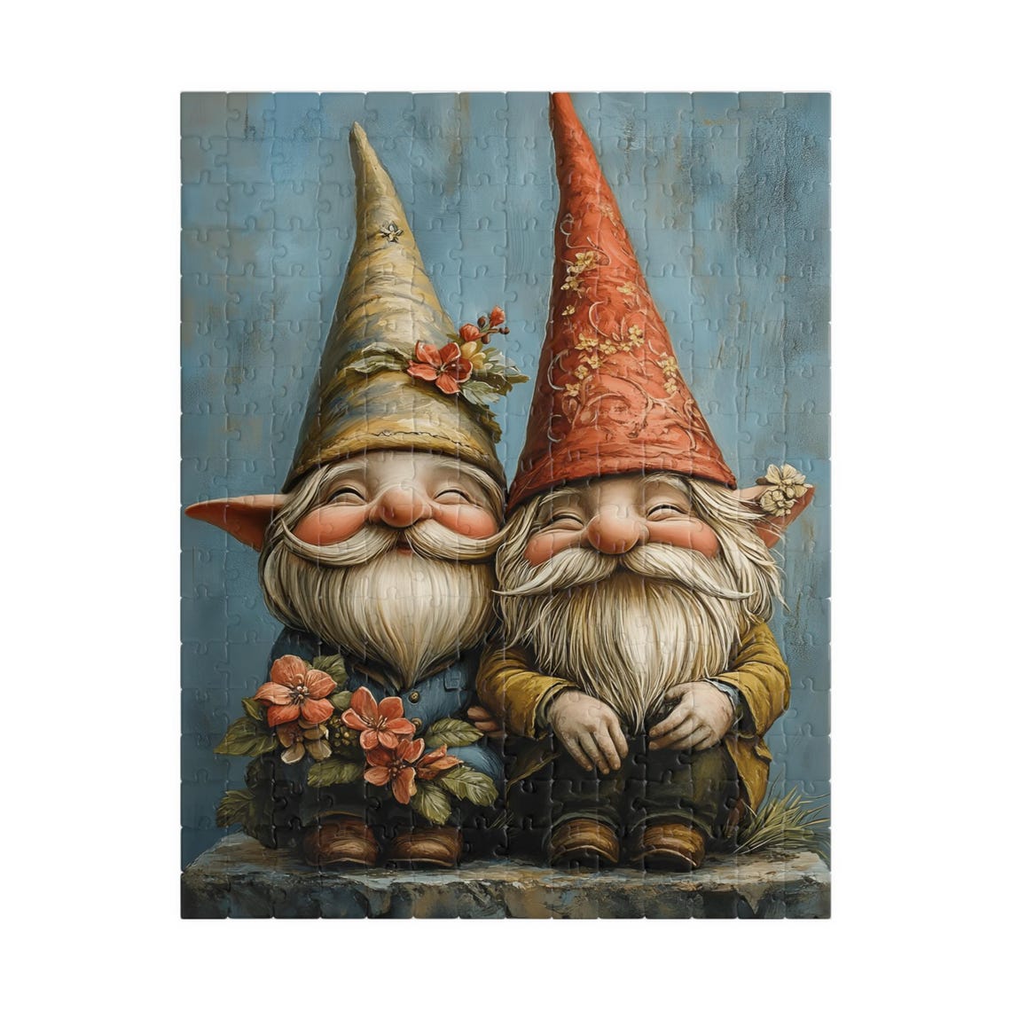 Happy Gnome Couple With Tall Pointed Hats and White Beards Art Poster - Image 5