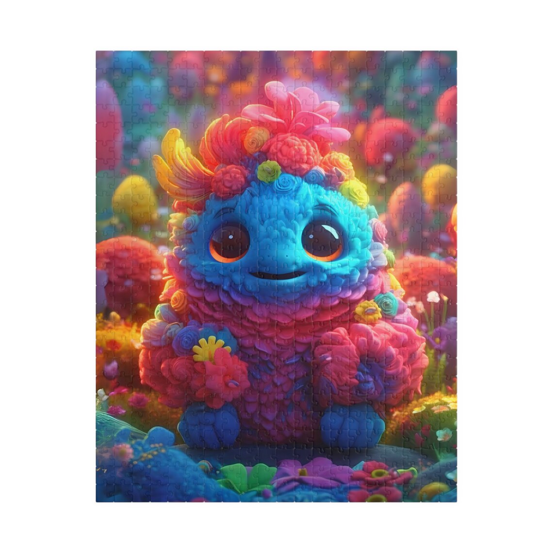 Pixel Smiling Flower Face Fantasy Creature Colorful Garden Poster - Image 5