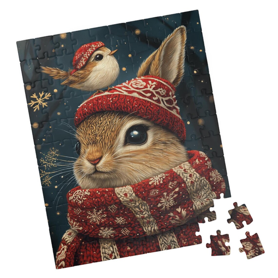 Winter Rabbit And Little Bird Jigsaw Puzzle Gift