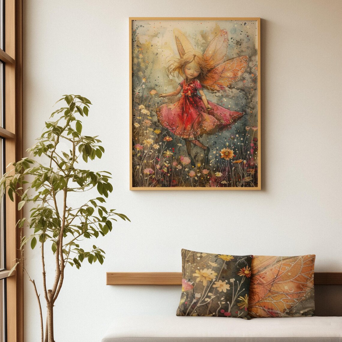Pink Wildflower Fairy Ii Art Print Watercolor Faerie Wall Art Fantasy Decor For Bedroom Office Living Laundry Room Or Nursery - Image 4