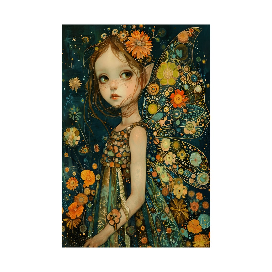 Pretty Little Night Fairy Art Print Watercolor Faerie Wall Art Fantasy Decor For Bedroom Office Living Room Or Nursery - Image 3