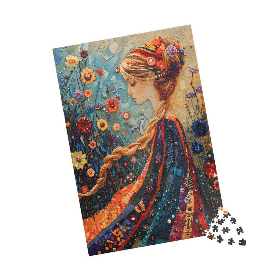 Mosaic Style Woman Portrait in a Blooming Flower Garden Poster - Image 5
