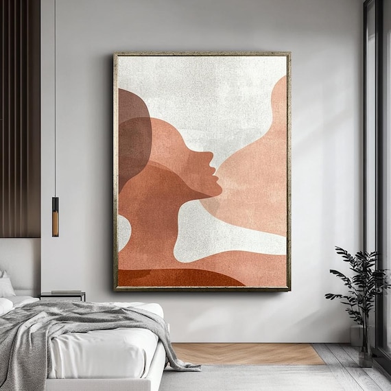 Minimalist Female Silhouette Canvas Terracotta Boho Line Art