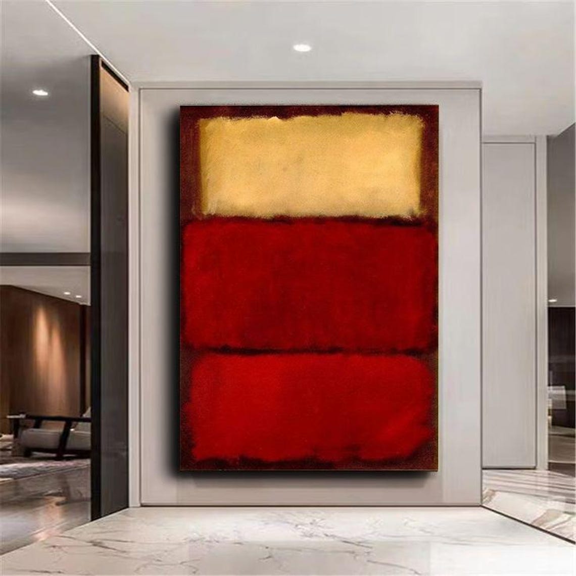 Rothko Style Red and Ochre Color Field Abstract Block Painting Poster