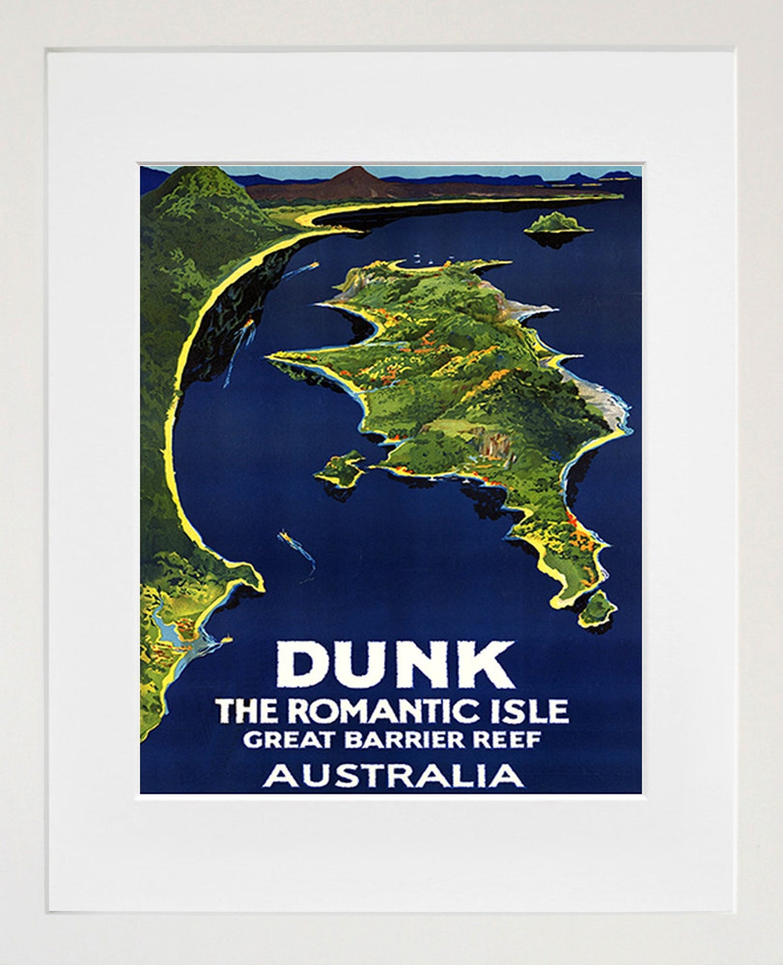 Dunk Island Great Barrier Reef Romantic Isle Vintage Travel Poster