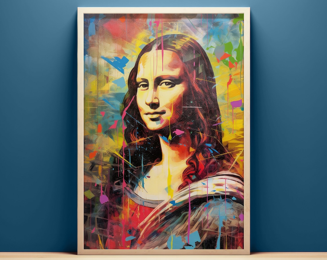 Modern Mona Lisa Portrait Art Print, Altered Art