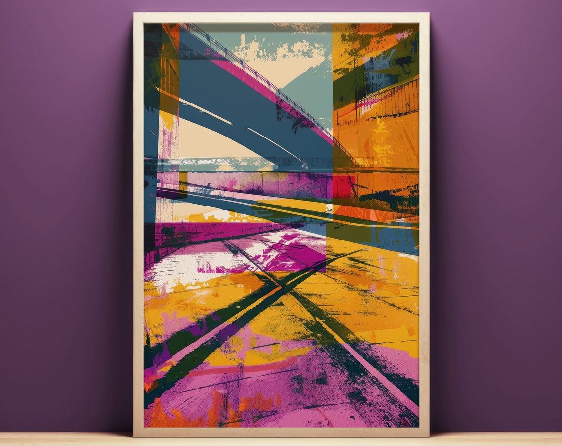 Los Angeles River Bridge Colorful Pop Art Urban Abstract Poster
