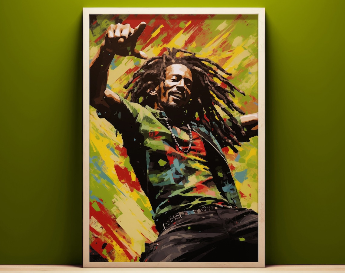 Rastafari Pop Art Portrait, Caribbean Reggae Wall Art