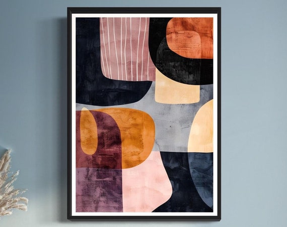 Pastel Abstract Art Print Shapes Dots Watercolour Geometric Design Painting Nordic Artwork Colour Pop Poster Colourful Home Wall Decor Gift