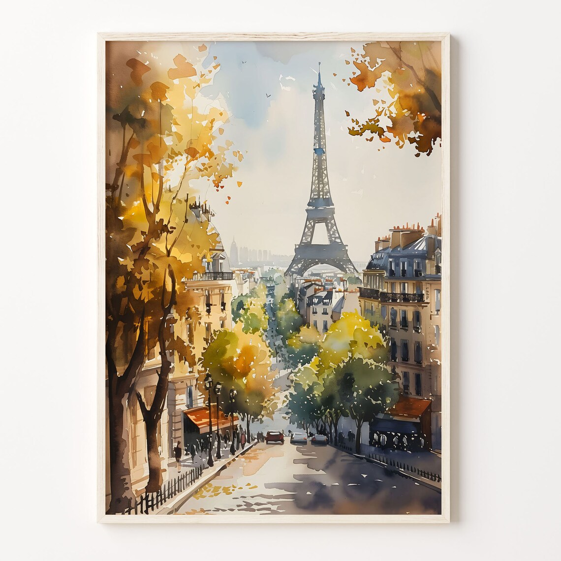 Eiffel Tower Watercolor Travel Poster, Paris