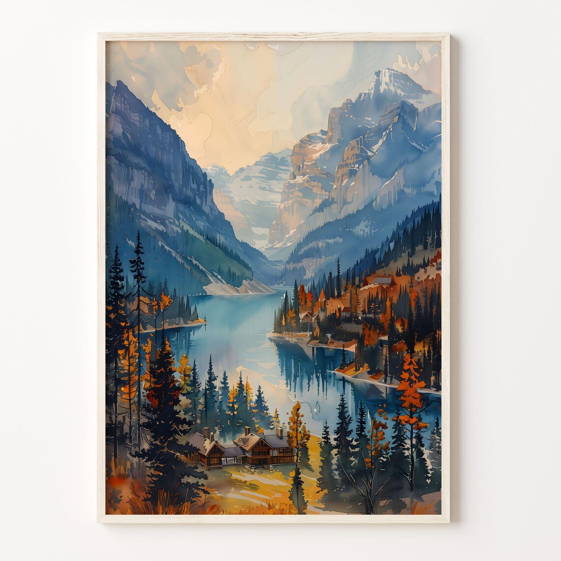 Banff National Park Watercolor Home Dcor Poster