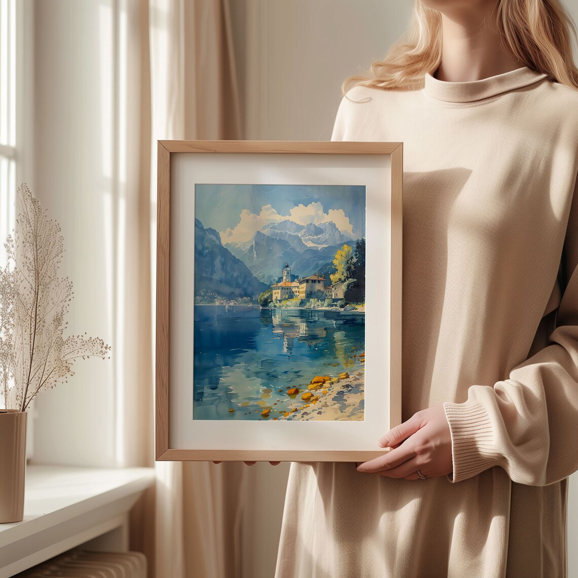 Lake Annecy Watercolor Painting Art Print Poster - Image 2