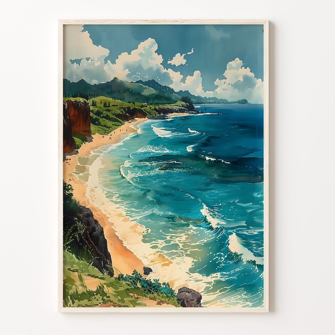 Maui Watercolor Painting Hawaii Travel Poster