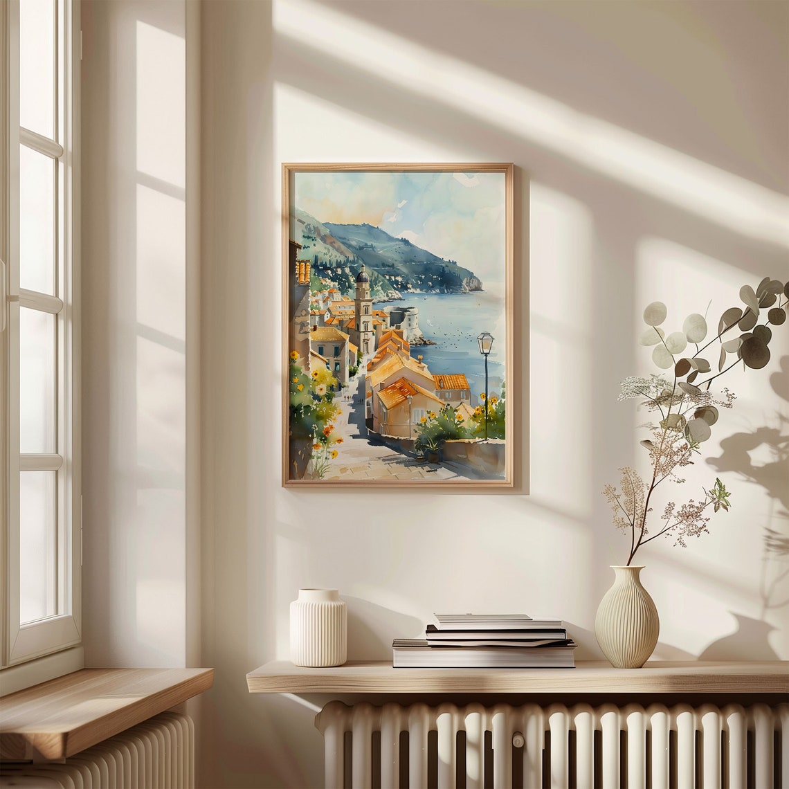 Dubrovnik Old Town Walls Rooftops Adriatic Sea Watercolor Poster - Image 4