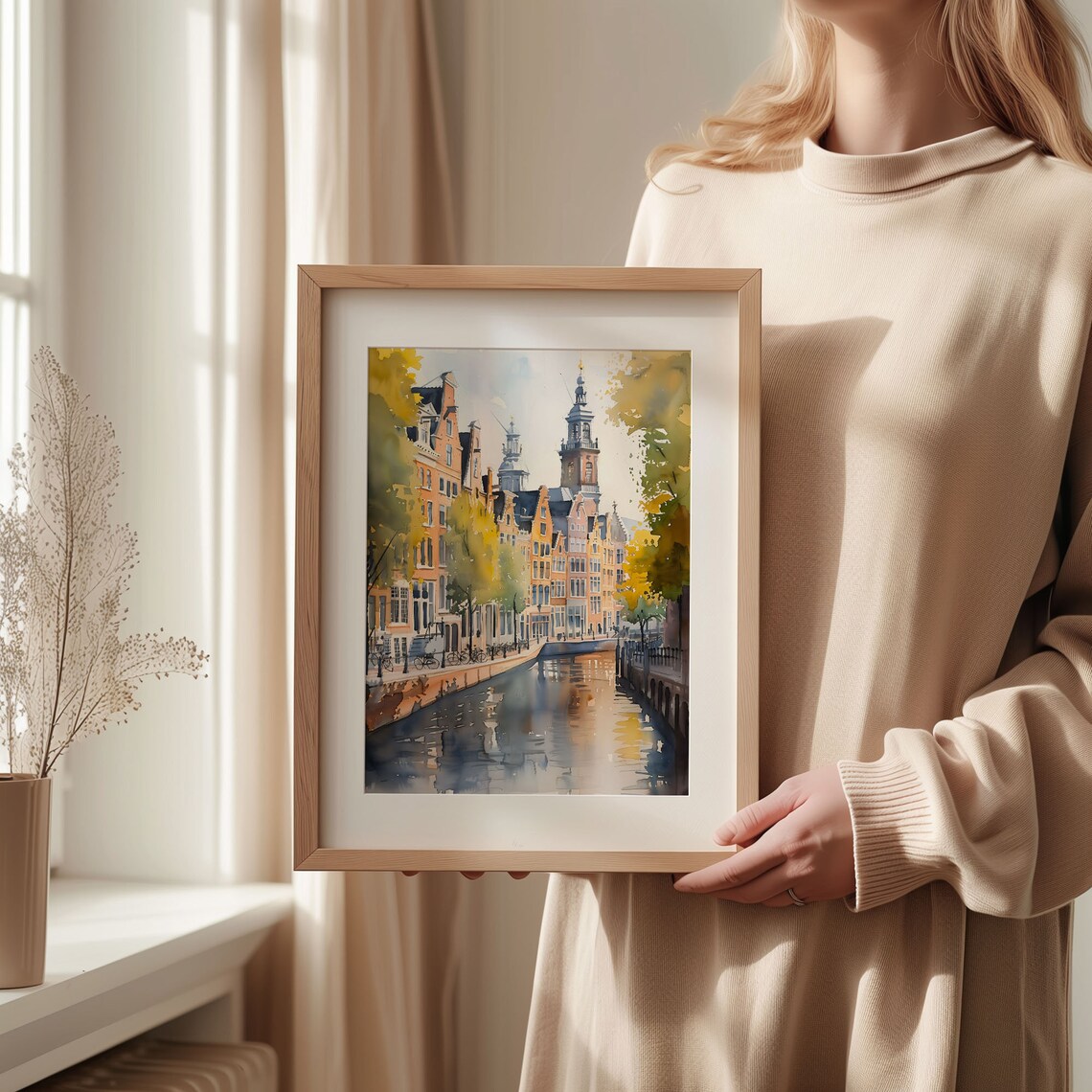 Amsterdam Watercolor Painting, Travel Wall Art Print - Image 2