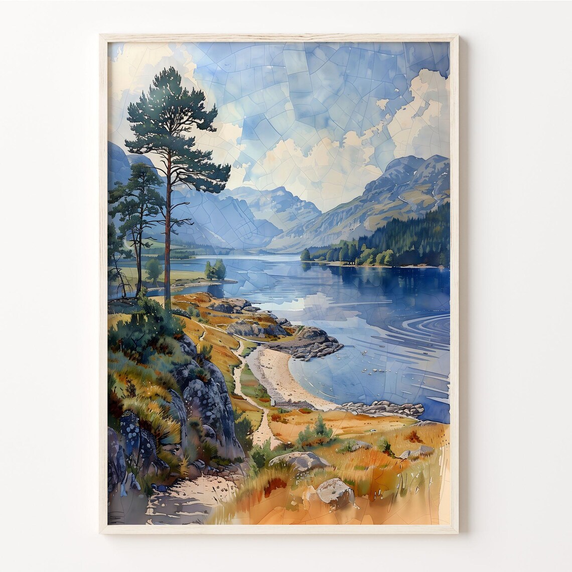 Scottish Highlands Watercolor Loch Ness Art Print