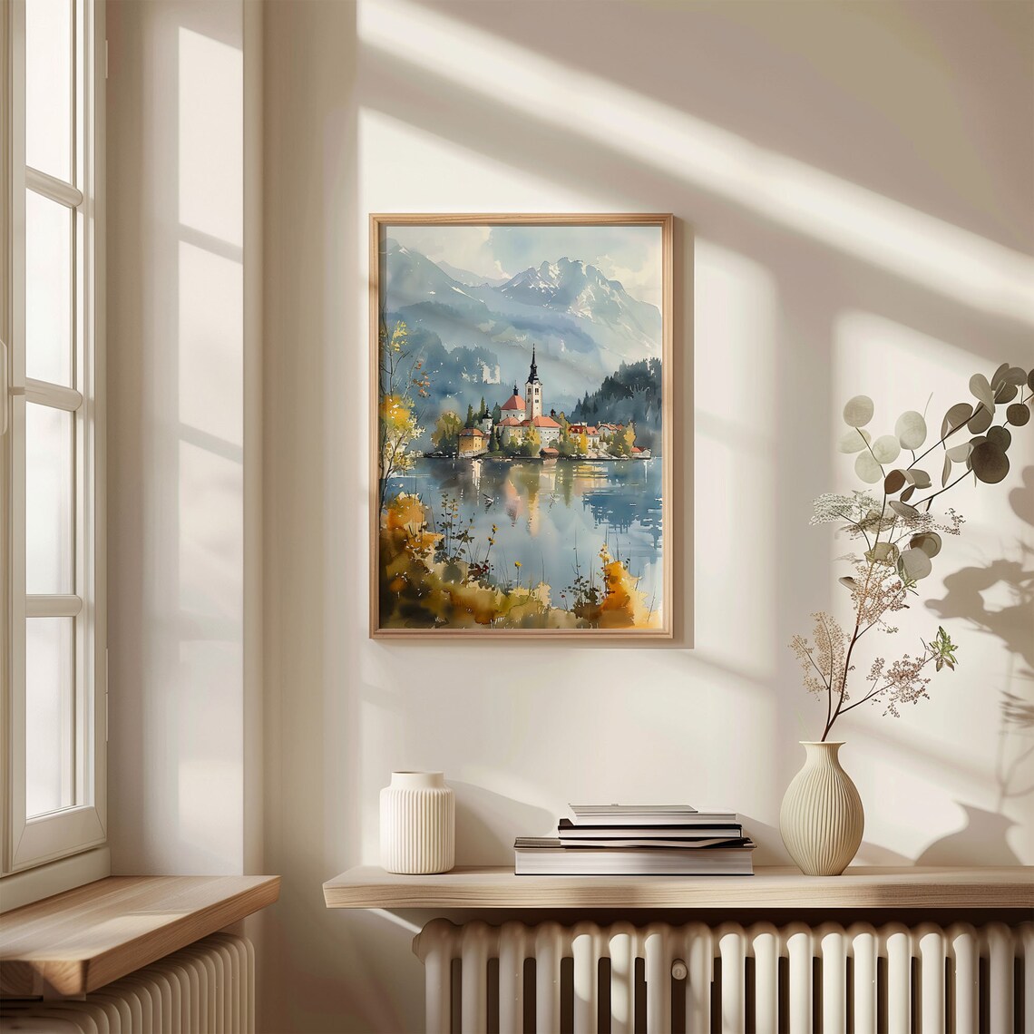 Lake Bled Watercolor Poster, Slovenia Travel Art - Image 4