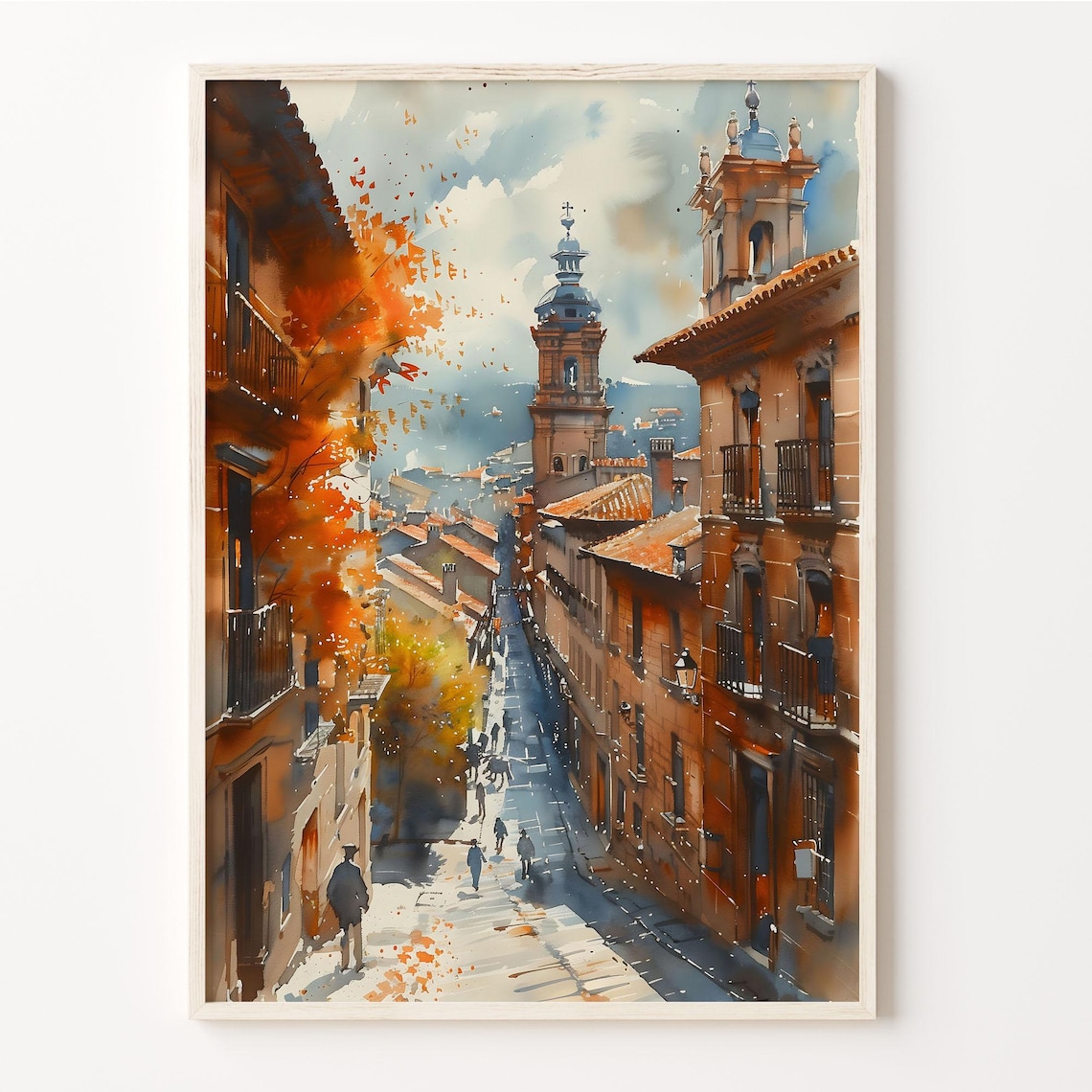 Santiago De Compostela Watercolor Travel Poster