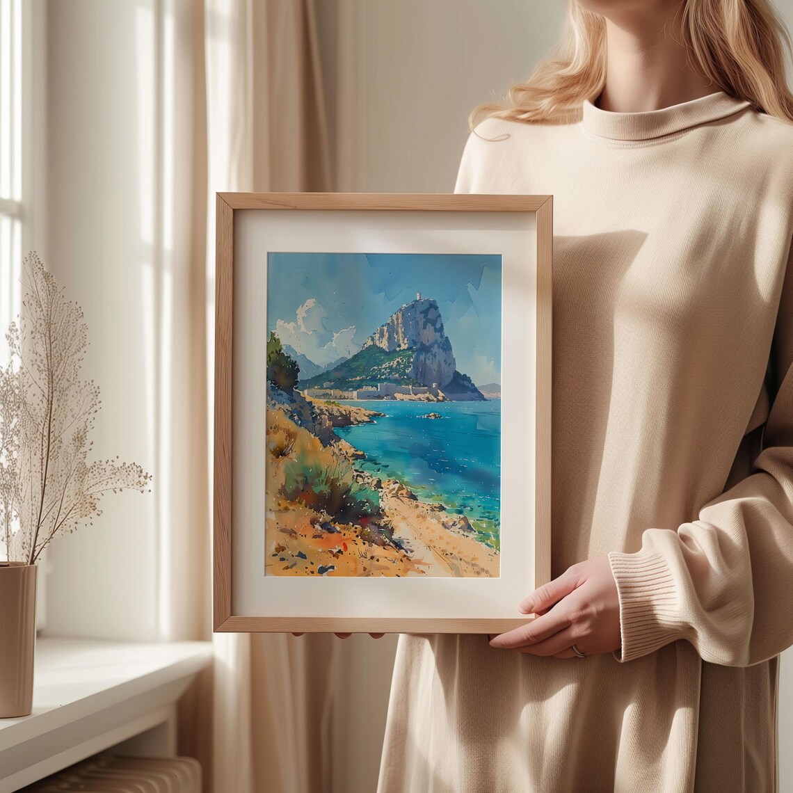 Gibraltar Watercolor Painting Travel Poster - Image 2