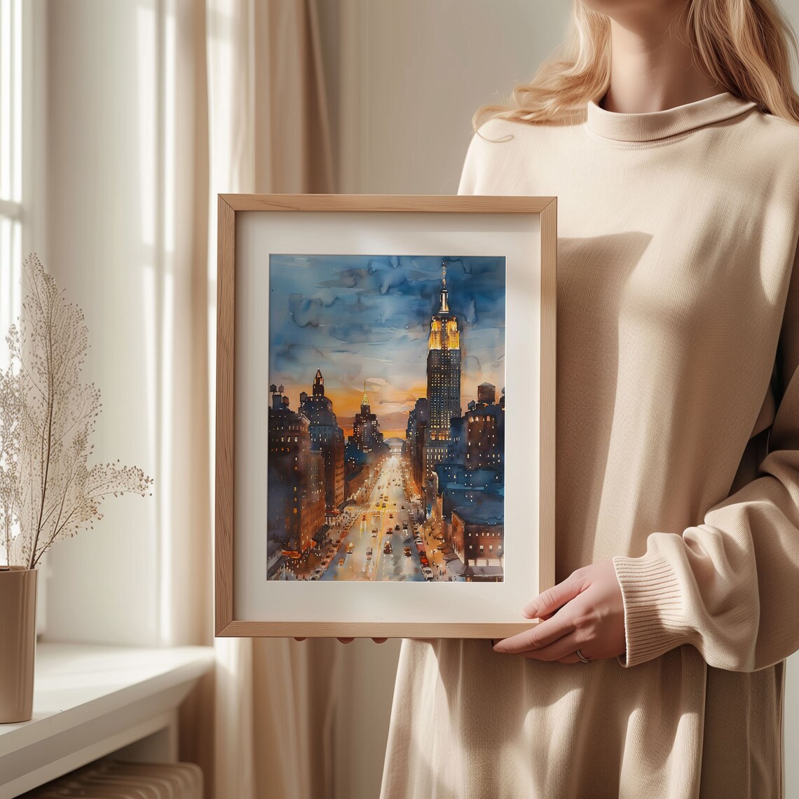 New York Watercolor Skyline Travel Poster - Image 2