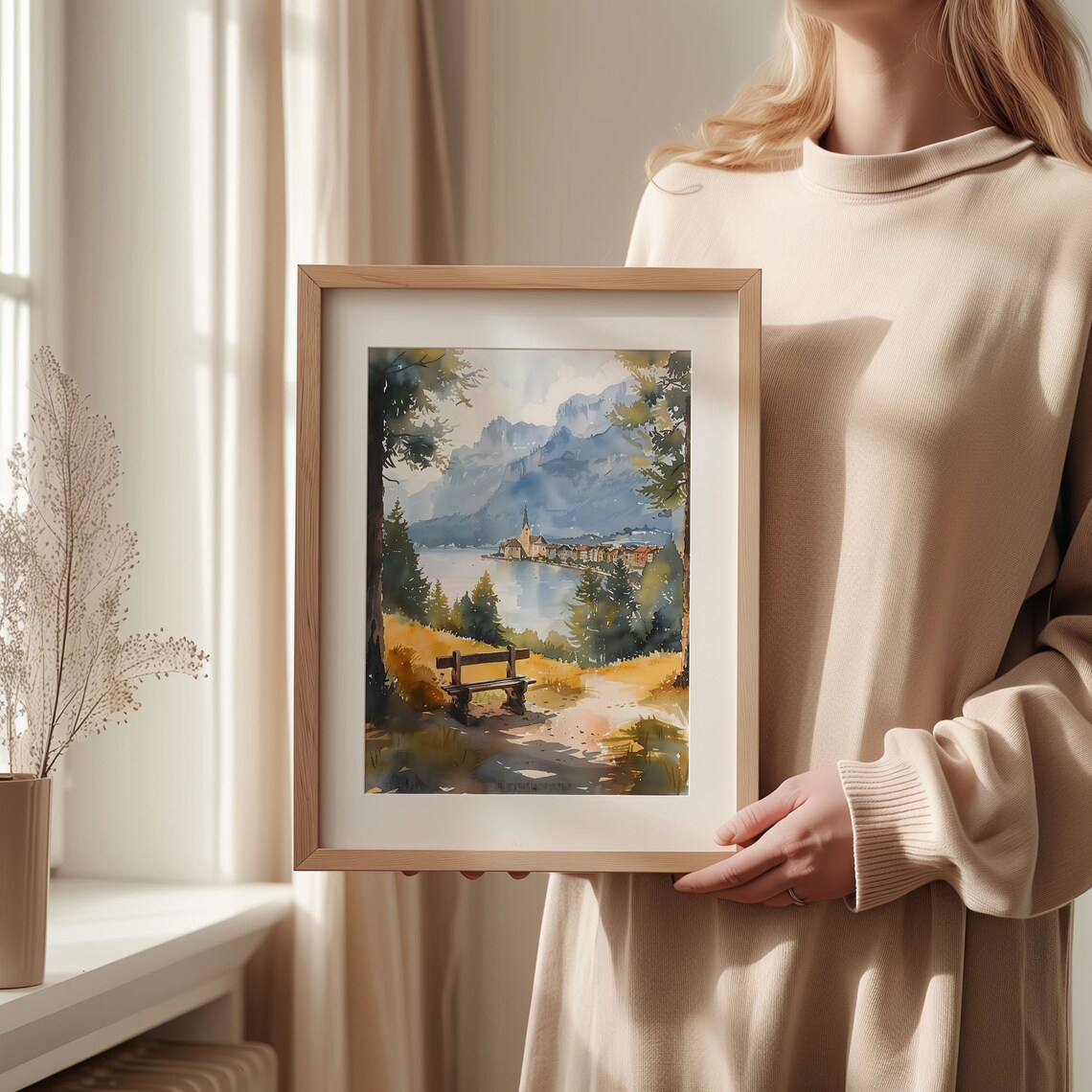 Rigi Watercolor Painting Switzerland Art Print - Image 2