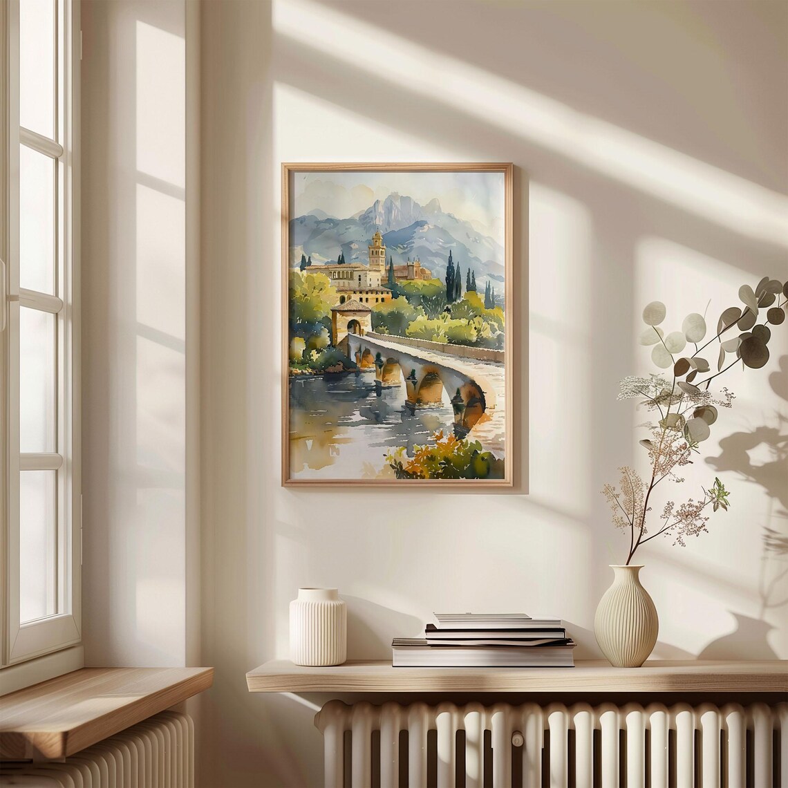 Cordoba Spain Historic Stone Bridge Bell Tower Watercolor Poster - Image 4