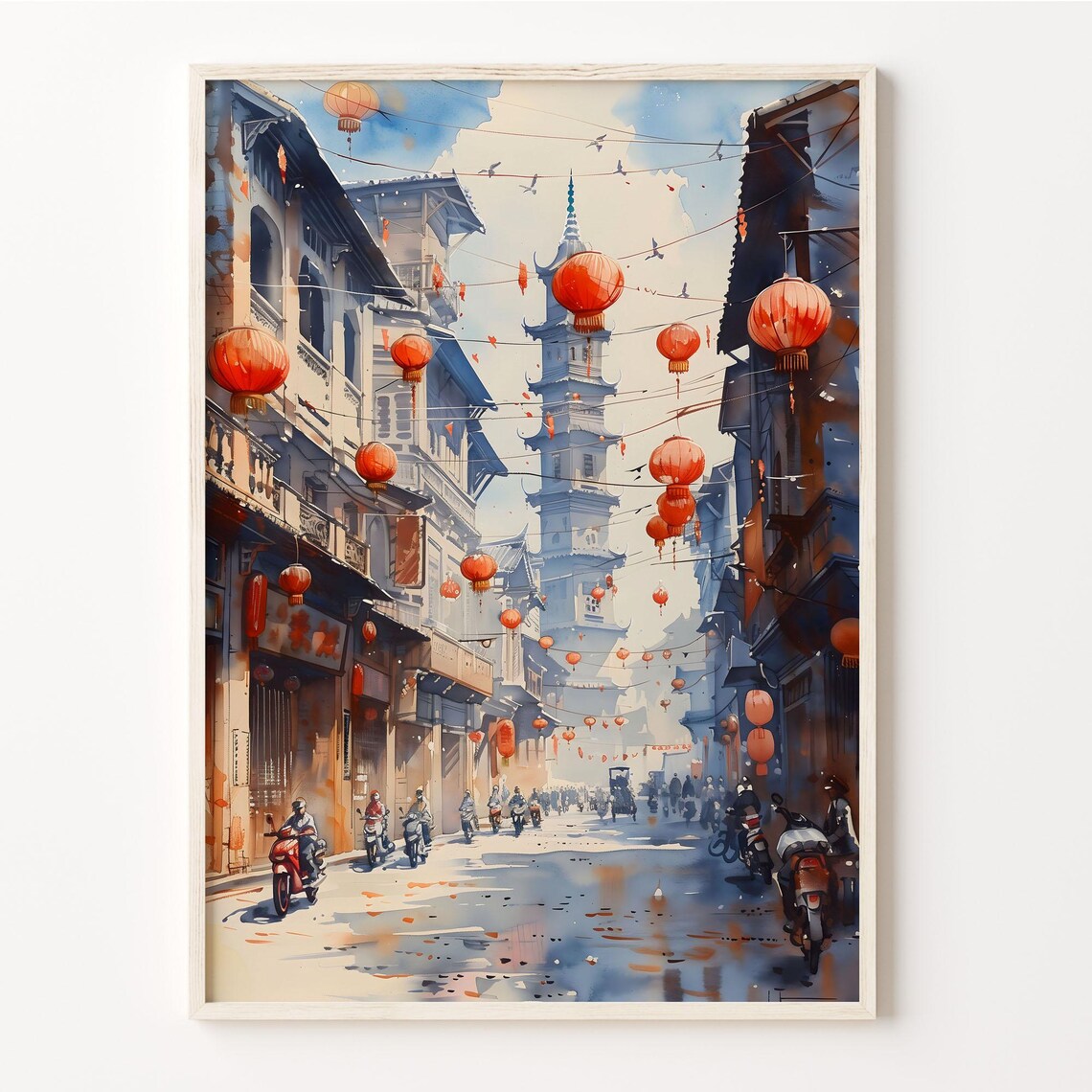 Bangkok Watercolor Painting, Thailand Travel Poster