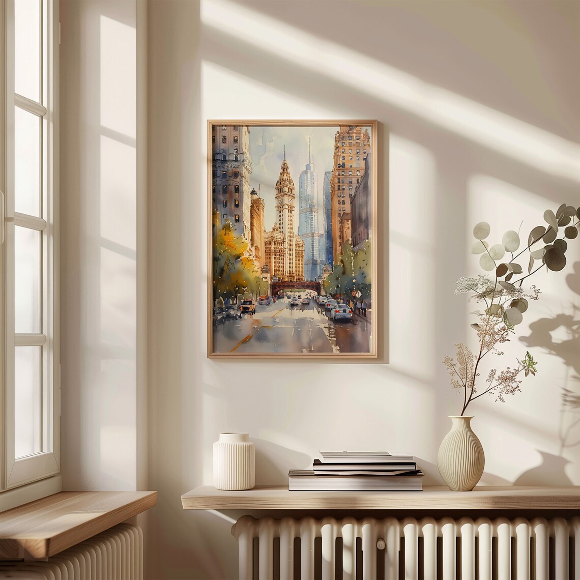 Chicago Watercolor Travel Poster, Retro Illinois Art Print - Image 4