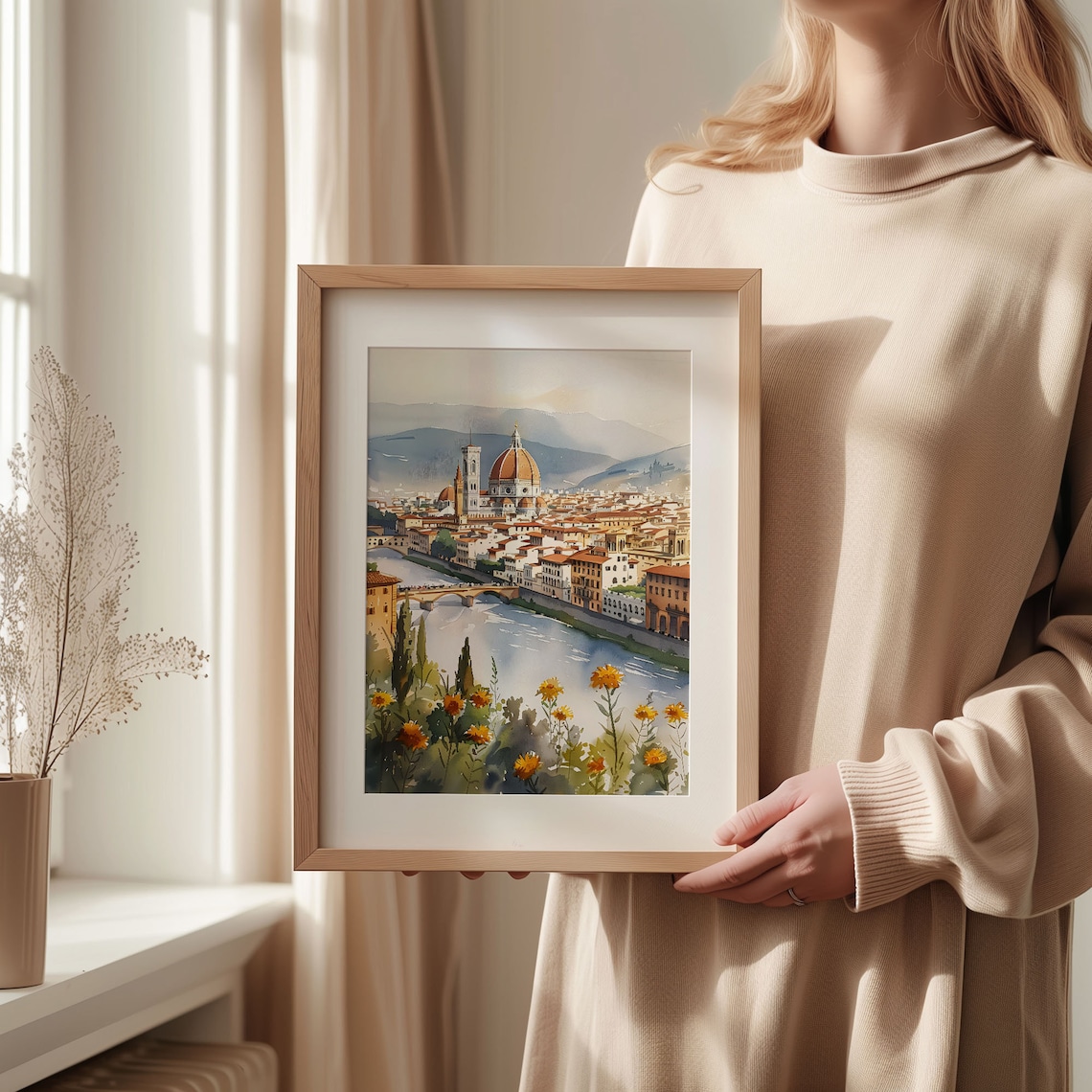 Florence Watercolor Travel Poster, Italy City Art - Image 2