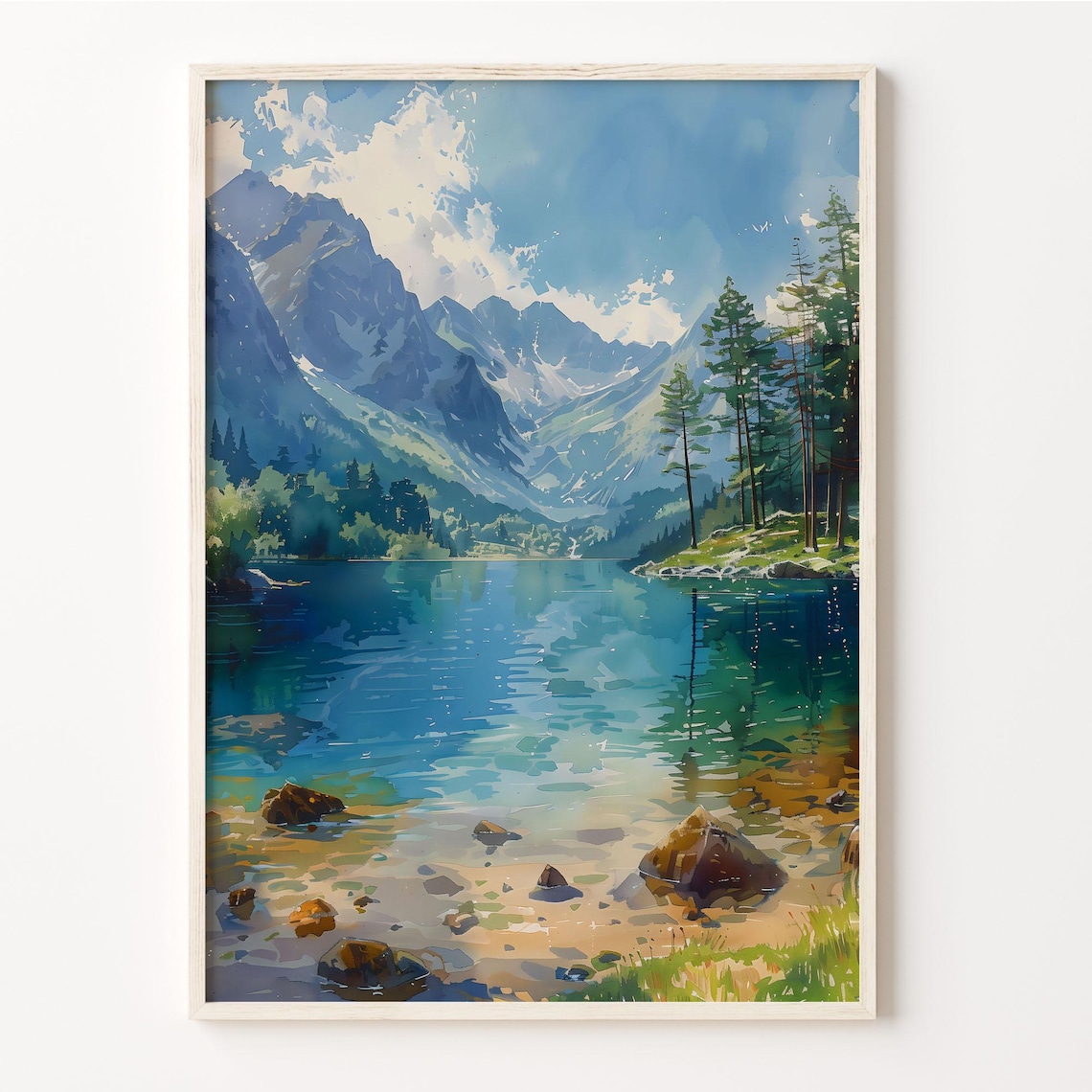 Snowdonia Watercolor Landscape Poster, Wales Travel Print