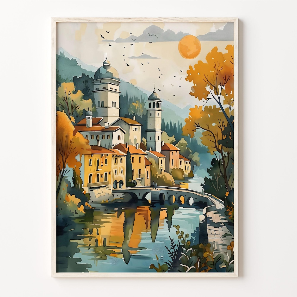 Belgrade Watercolor Painting, Serbia Travel Poster