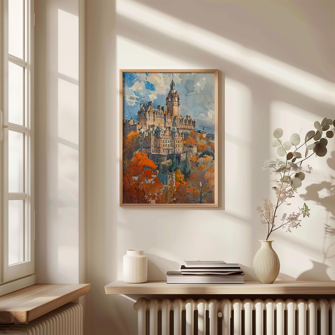 Edinburgh Scotland Balmoral Hotel Clock Tower Autumn Watercolor Poster - Image 4